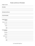 Product and Service Worksheet
