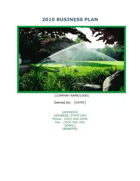 Irrigation Services Business Plan template