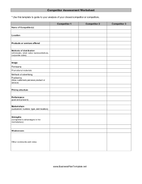 Competitor Worksheet template