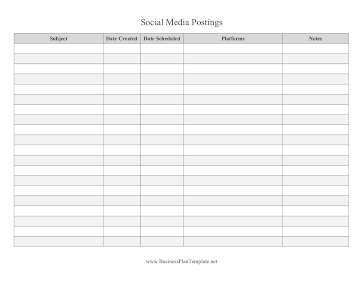 Social Media Postings Tracker template
