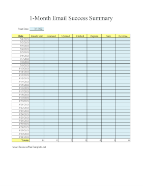 1-Month Email Success Summary template
