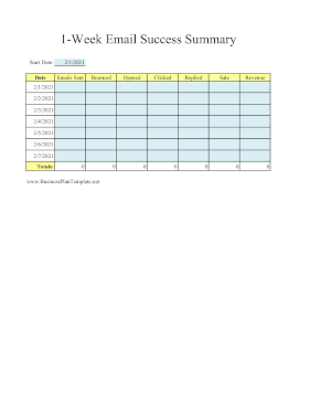 1-Week Email Success Summary template