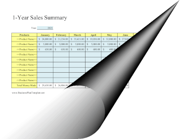 12-Month Sales Summary template