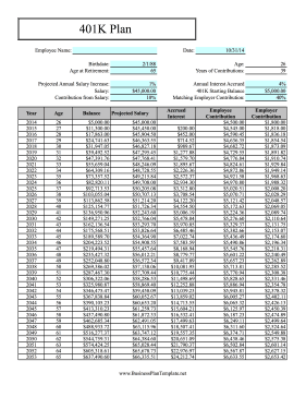 401K Plan template