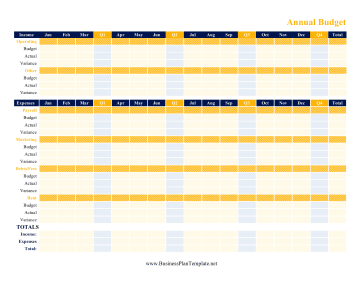 Annual Budget template