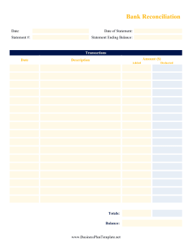 Bank Reconciliation Statement template