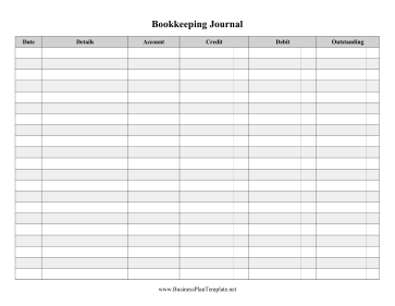 Bookkeeping Journal template