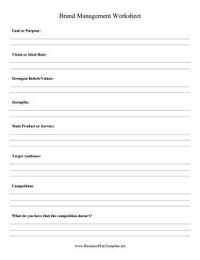 Brand Management Worksheet template