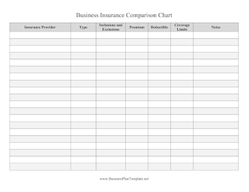 Business Insurance Comparison Chart template