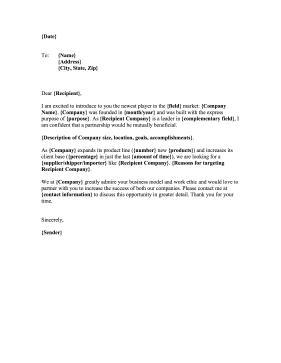 Business Introduction Letter Partnership template
