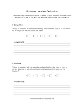 Business Location Evaluation template