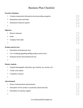 Business Plan Checklist template