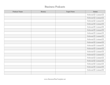 Business Podcast Listening Log