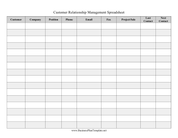 CRM Spreadsheet template