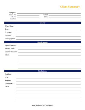 Client Summary template