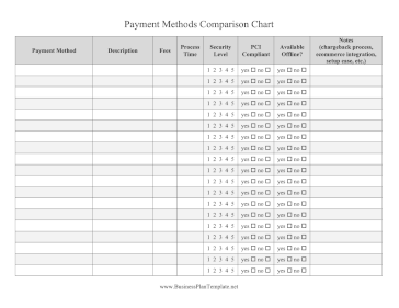 Customer Payment Options Comparison Chart template