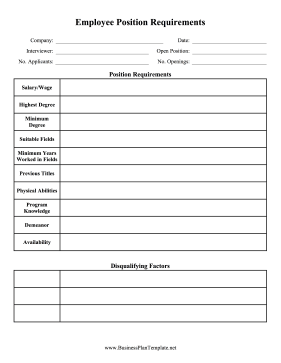 Employee Applicant Requirements template