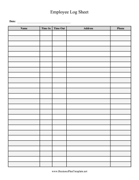Employee Log Sheet template