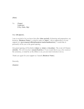 Grand Opening Letter template