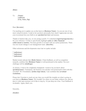 Investor Update Letter template