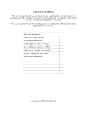 Location Checklist template