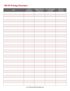 MLM Pricing Structure template