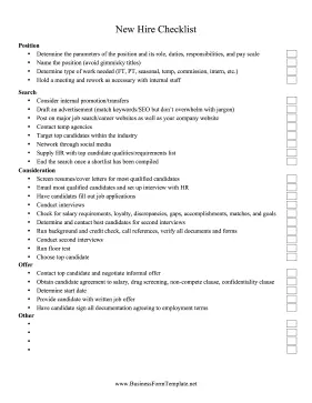 New Hire Checklist template