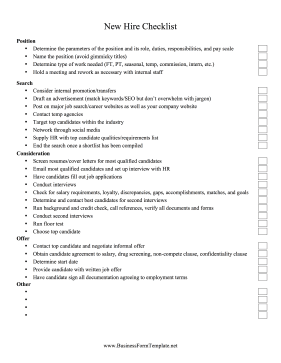 New Hire Checklist template