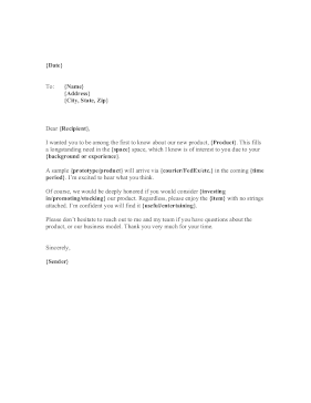 New Product Cover Letter template