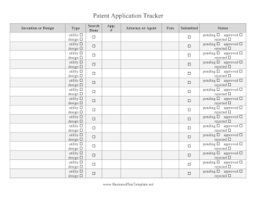 Patent Application Checklist template