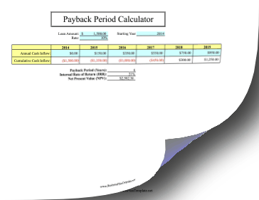 Payback Period template