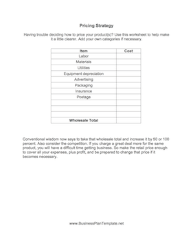 Pricing Strategy template