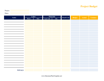 Project Budget template