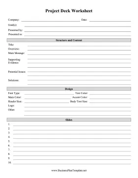 Project Deck Worksheet template