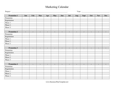 Promotions Calendar template