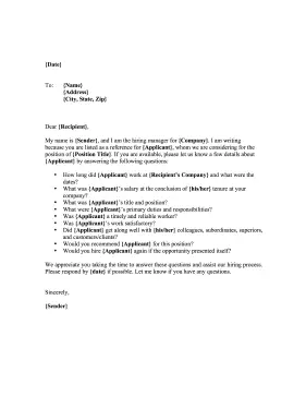 Reference Request Letter template