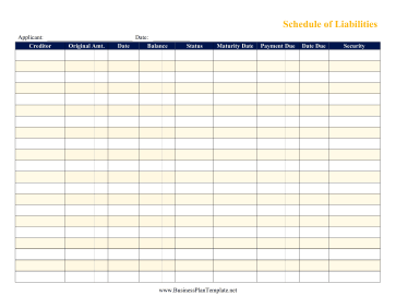 Schedule Of Liabilities template