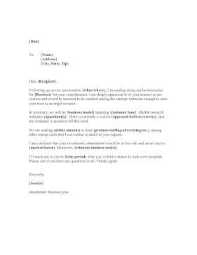 Startup Financing Cover Letter template