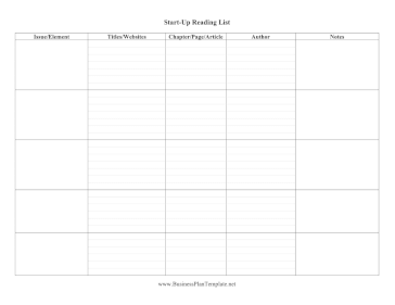 Startup Reading List template
