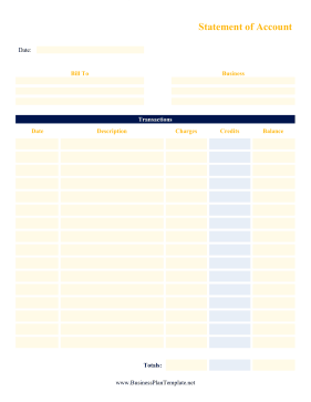 Statement Of Account template