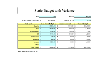 Static Budget template