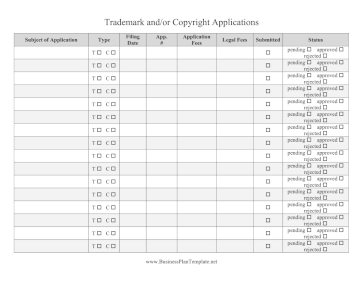 Trademark And Copyright Application Checklist template