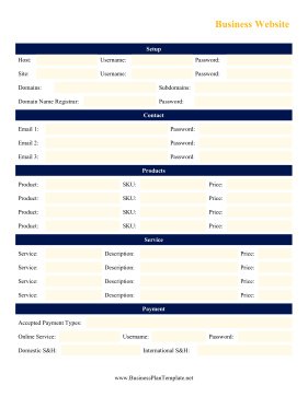 Website Planner template