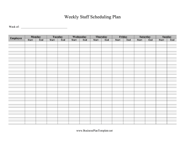 Weekly Staff Scheduling Plan template